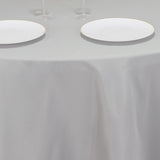 120inch Silver Seamless Premium Polyester Round Tablecloth - 220GSM for 5 Foot Table