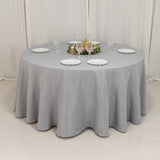 120inch Silver Seamless Premium Polyester Round Tablecloth - 220GSM for 5 Foot Table