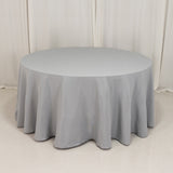 120inch Silver Seamless Premium Polyester Round Tablecloth - 220GSM for 5 Foot Table