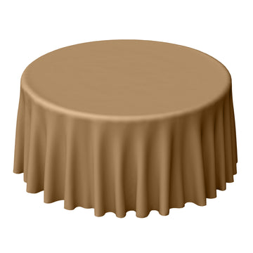 Polyester 120" Round Tablecloth Taupe - Seamless Wrinkle-Resistant Table Cover