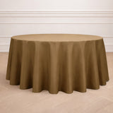 Brown round tablecloth draped elegantly over a table