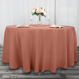 Experience Luxury with the Terracotta (Rust) Round Tablecloth