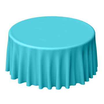 Polyester 120" Round Tablecloth Turquoise - Seamless Wrinkle-Resistant Table Cover