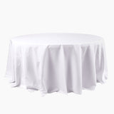 120 inch White Polyester Round Tablecloth