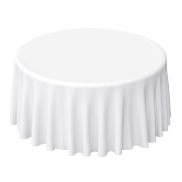 Polyester 120" Round Tablecloth White - Seamless Wrinkle-Resistant Design for Weddings