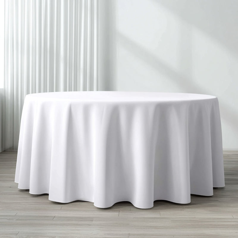 White round tablecloth on a table