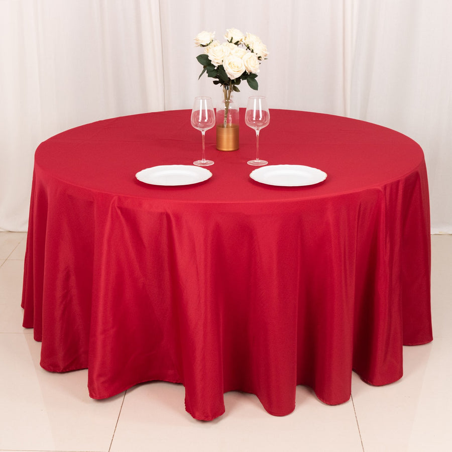 120inch Wine Seamless Polyester Round Tablecloth