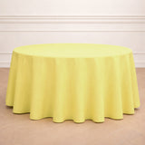 Yellow round tablecloth on a plain background.
