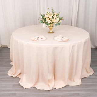 Sophisticated Blush Seamless Premium Polyester Round Tablecloth