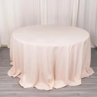 Sophisticated Blush Seamless Premium Polyester Round Tablecloth