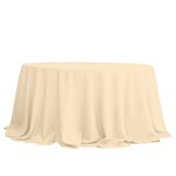 132inch Beige Seamless Polyester Round Tablecloth