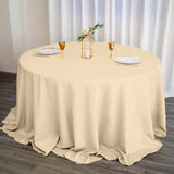 132inch Beige Seamless Polyester Round Tablecloth