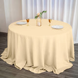 132inch Beige Seamless Polyester Round Tablecloth