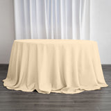 132inch Beige Seamless Polyester Round Tablecloth