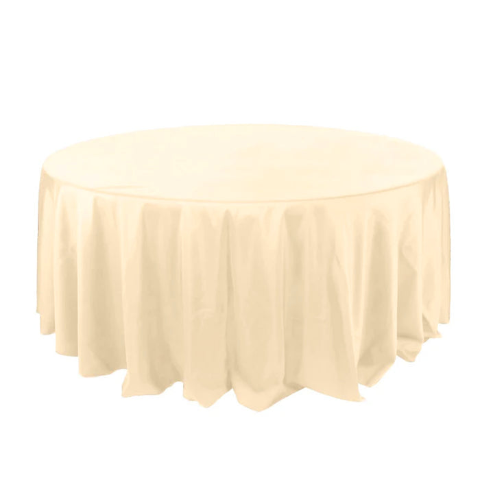 132inch Beige Seamless Polyester Round Tablecloth