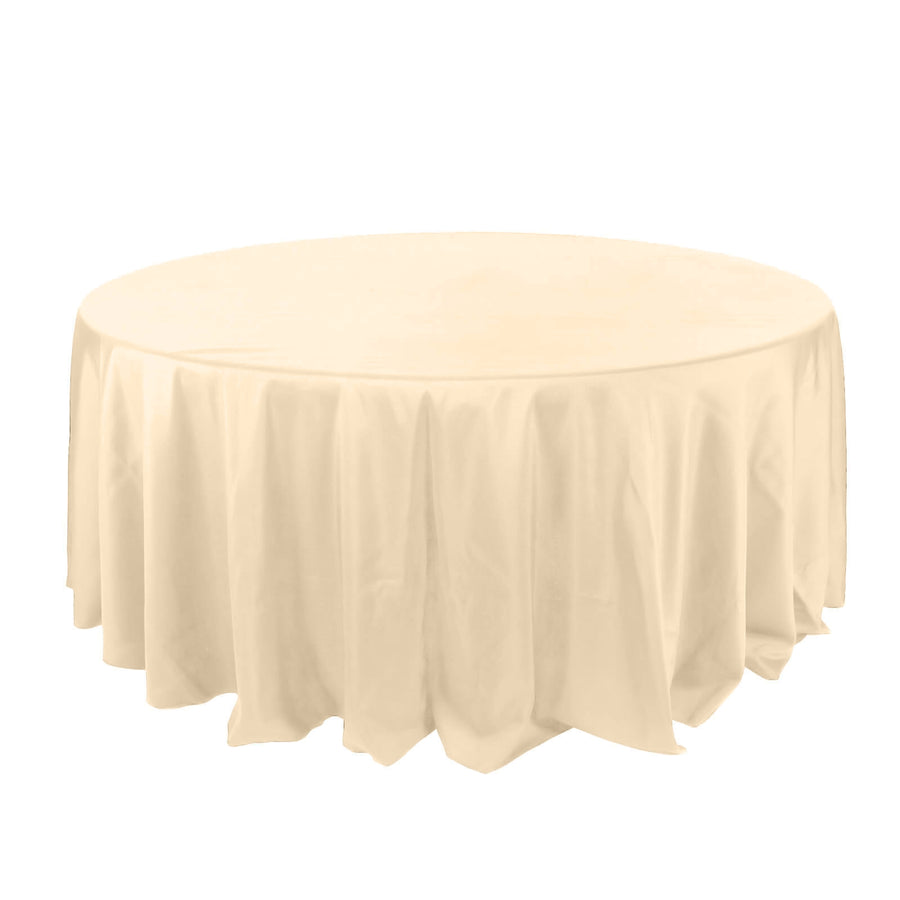 132inch Beige Seamless Polyester Round Tablecloth