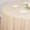 132inch Beige Seamless Premium Polyester Round Tablecloth - 200GSM