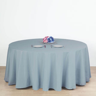 Elevate Your Event Decor with the Dusty Blue Seamless Polyester Round Tablecloth