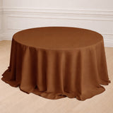 Brown round tablecloth draped elegantly over a table.