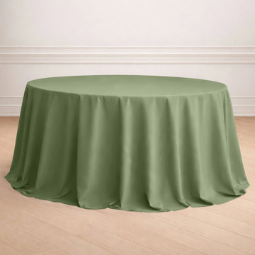 Polyester 132" Round Tablecloth Dusty Sage Green - Seamless Chic Table Cover