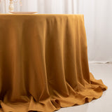 Gold Seamless Premium Polyester Round Tablecloth - 220GSM for 6 Foot Table With Floor-Length Drop