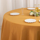 Gold Seamless Premium Polyester Round Tablecloth - 220GSM for 6 Foot Table With Floor-Length Drop