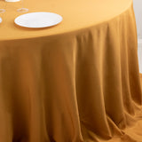 Gold Seamless Premium Polyester Round Tablecloth - 220GSM for 6 Foot Table With