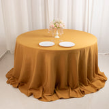 Gold Seamless Premium Polyester Round Tablecloth - 220GSM for 6 Foot Table With Floor-Length Drop