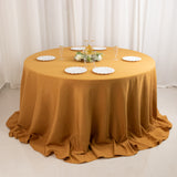 Gold Seamless Premium Polyester Round Tablecloth - 220GSM for 6 Foot Table With Floor-Length Drop