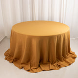 Gold Seamless Premium Polyester Round Tablecloth - 220GSM for 6 Foot Table With Floor-Length Drop