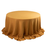 Gold Seamless Premium Polyester Round Tablecloth - 220GSM for 6 Foot Table With Floor-Length Drop