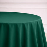 Green round tablecloth on a plain surface.