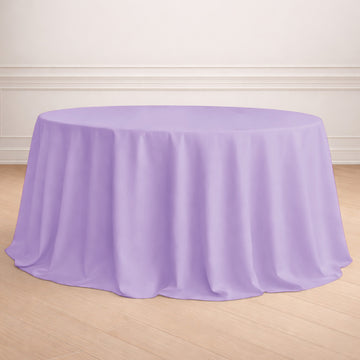 Polyester 132" Round Tablecloth Lavender Lilac - Seamless Chic Table Cover