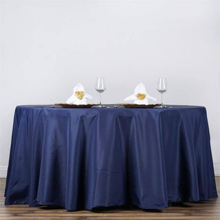 Navy Blue Seamless Polyester Round Tablecloth - Add Elegance to Your Events