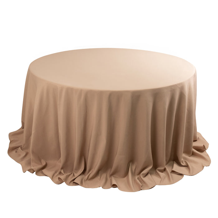 132 Nude Seamless Premium Polyester Round Tablecloth - 220GSM for 6 Foot Table