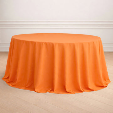 Polyester 132" Round Tablecloth Orange - Seamless Chic Table Cover