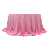  Pink Seamless Premium Polyester Round Tablecloth - 220GSM for 6 Foot Table With Floor-Length Drop