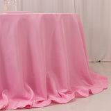  Pink Seamless Premium Polyester Round Tablecloth - 220GSM for 6 Foot Table With Floor-Length Drop