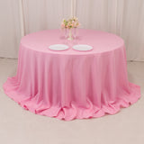  Pink Seamless Premium Polyester Round Tablecloth - 220GSM for 6 Foot Table With Floor-Length Drop