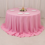  Pink Seamless Premium Polyester Round Tablecloth - 220GSM for 6 Foot Table With Floor-Length Drop