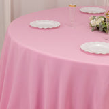  Pink Seamless Premium Polyester Round Tablecloth - 220GSM for 6 Foot Table With Floor-Length Drop