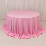  Pink Seamless Premium Polyester Round Tablecloth - 220GSM for 6 Foot Table With Floor-Length Drop