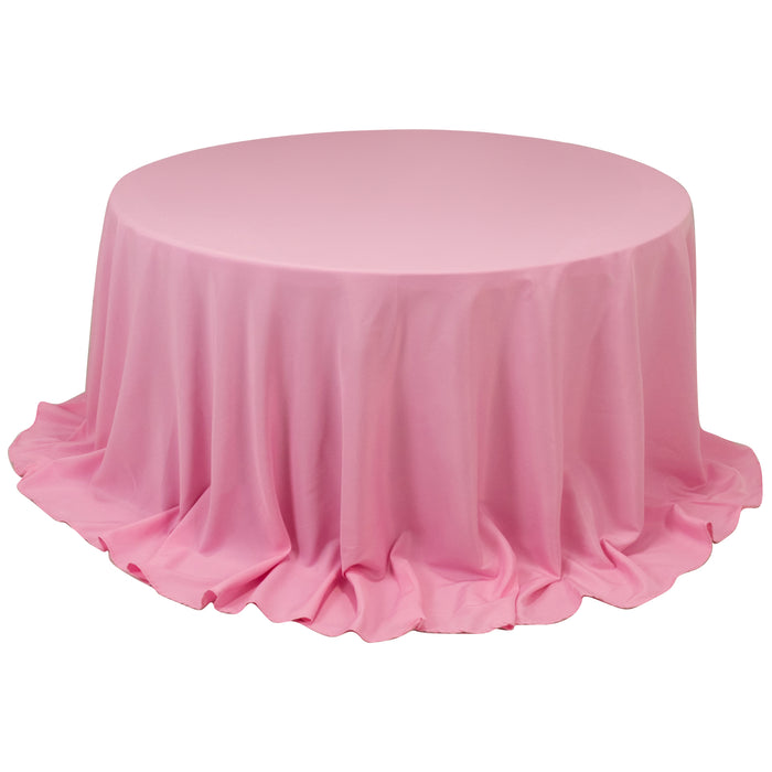 Pink Seamless Premium Polyester Round Tablecloth - 220GSM for 6 Foot Table With Floor-Length Drop