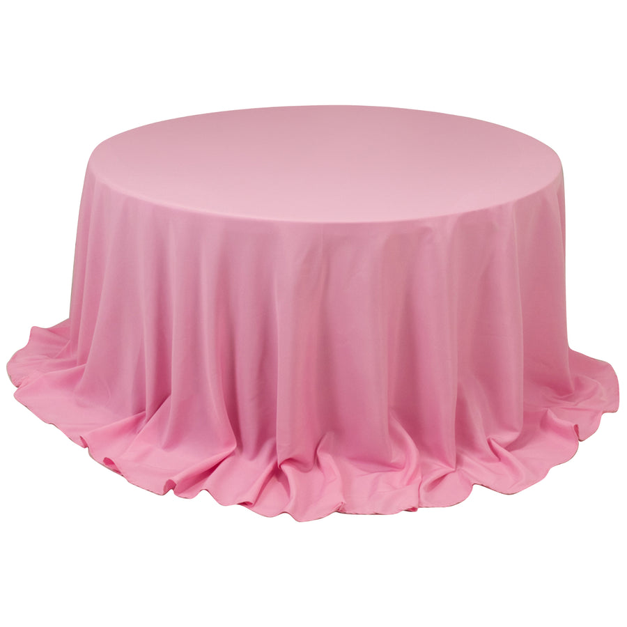  Pink Seamless Premium Polyester Round Tablecloth - 220GSM for 6 Foot Table With Floor-Length Drop