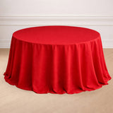 Red round tablecloth draped elegantly over a table.