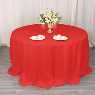 Add Elegance to Your Event with a Red Seamless Premium Polyester Round Tablecloth