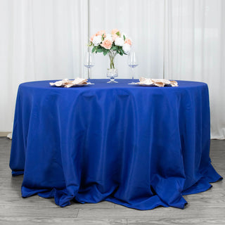 Enhance Your Table Decor with the Royal Blue Seamless Premium Polyester Round Tablecloth
