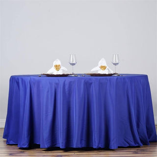 Add Elegance to Your Events with the Royal Blue Seamless Polyester Round Tablecloth