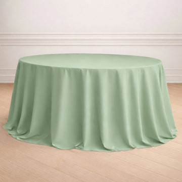 Polyester 132" Round Tablecloth Sage Green - Seamless Chic Table Cover