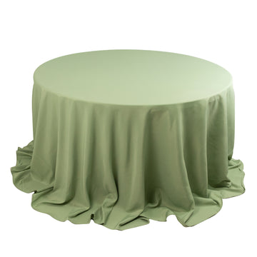 132" Sage Green Seamless Premium Polyester Round Tablecloth - 220GSM for 6 Foot Table With Floor-Length Drop